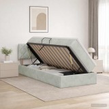 Cumpara ieftin Pat cu LED si saltea Gri deschis 90 x 200 cm Catifea