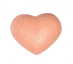 Burete konjac 100% natural cu extract petale de cirese, roz, in forma de inima foto