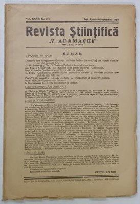 REVISTA STIINTIFICA &amp;#039; V. ADAMACHI &amp;#039; , NR. 2-3 , IASI , APRILIE - SEPTEMBRIE , 1946 foto