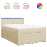 Cumpara ieftin Pat box spring cu saltea, crem, 140x200 cm, textil
