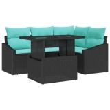 vidaXL Set de canapele pentru grădină cu pernă 6 pcs negru și crem 3349003