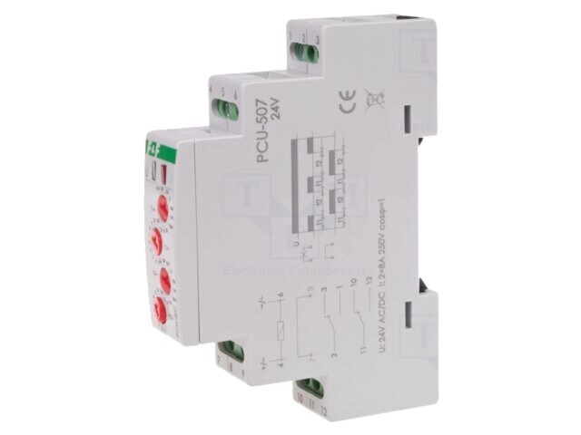 Timer digital F&amp;F PCU-507-24V 0,1s-24 zile DPDT 250VAC/8A pentru șină DIN