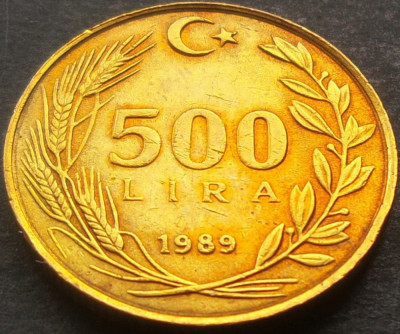 Moneda exotica 500 LIRE - TURCIA, anul 1989 *cod 2566 B foto