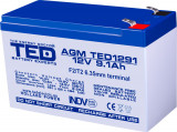 Acumulator AGM VRLA 12V 9.1Ah plumb acid 151x65x95 mm F2 terminal TED Battery Expert Holland