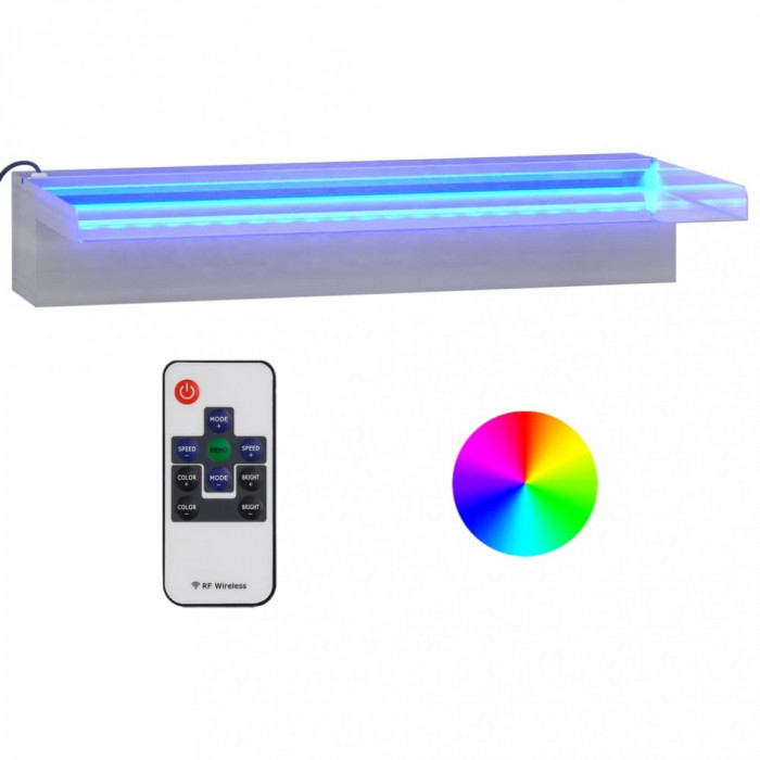 Deversor de cascadă cu LED-uri RGB, 45 cm, oțel inoxidabil