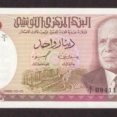 TUNISIA █ bancnota █ 1 Dinar █ 1980 █ P-74 █ UNC █ necirculata