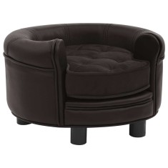 Canapea pentru caini, maro, 48x48x32 cm, plus &amp; piele ecologica