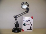 Lampa de birou metalica cu neon circular si lupa pentru electronisti