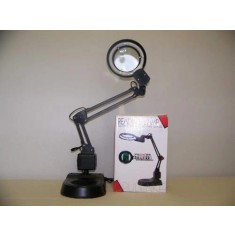 Lampa de birou metalica cu neon circular si lupa pentru electronisti