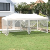 VidaXL Cort pliabil pentru petreceri cu pereți lateral, alb, 3x6 m