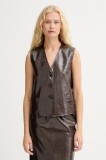 ISABELLE BLANCHE vestă culoarea maro, un singur r&acirc;nd de nasturi, IS25FW-C027-T006