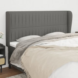 Cumpara ieftin Tăblie de pat cu aripioare gri &icirc;nchis 163x23x118/128 cm textil
