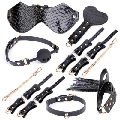 Set BDSM Snake Look, 7 Piese, Negru, Guilty Toys foto
