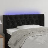 Cumpara ieftin Tăblie de pat cu LED, negru, 103x16x78/88 cm, catifea