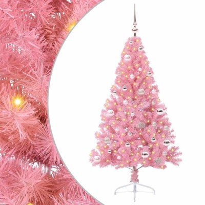 vidaXL Pom de Crăciun artificial pre-iluminat Roz 150 cm PVC 3397065 foto