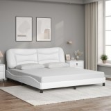 VidaXL Cadru de pat cu tăblie, alb, 180x200 cm, piele ecologică