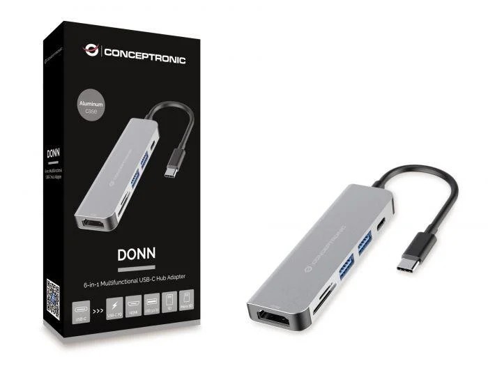 CONCEPTRONIC DONN02G 6-in-1 USB 3.2 Gen 1 Docking Station, USB