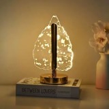 Cumpara ieftin Lampa LED decorativa, in forma de brad, reincarcabila, de birou, portabila, consum redus de energie, auriu