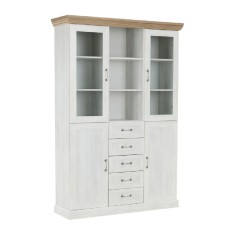 Vitrina pal alb pin nordic maro stejar salbatic Royal 127x39x187 cm