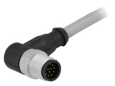 Conector M12 HARTING mufă tată 12 pini cablu 1,5m unghi 90&deg; PVC