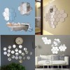 Set 12 Autocolante Oglinda Hexagonale Argintii, 126x110x63mm, Decor Perete, Baie, Living, Dormitor - Stickere Decorative Reflectorizante