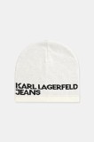 Karl Lagerfeld Jeans căciulă din bumbac culoarea bej, bumbac, din tesatura unia, A3M33113