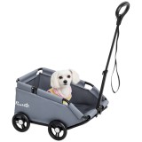 PawHut Poussette pentru c&acirc;ini poussette c&acirc;ine mic pliabilă cu 4 roți, cu bară de &icirc;mpingere reglabilă 53 x 45 x 28 cm gri | Aosom Romania