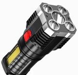 Cumpara ieftin Lanterna de mana 5 LED + 1 LED COB lateral, super luminoasa, 1200 mAh, incarcare USB, afisaj baterie