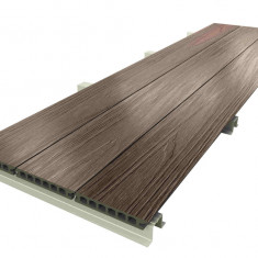 Deck terasa WPC PREMIUM, tip pardoseala/dusumea WPC, placa co extrudata, 145x22mm, maro lemn, model No Gap, solutie completa