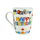 Cana, 320 ml, Cesiro, Alb cu design happy birthday