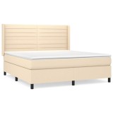 Cumpara ieftin Pat continental cu saltea, crem, 180x200 cm, textil