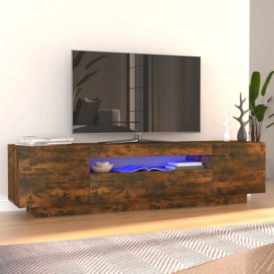 Comodă TV cu lumini LED, stejar fumuriu, 160x35x40 cm foto