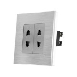 Cumpara ieftin Priza dubla cu module &icirc;nguste si rama din aluminiu gri Luxion