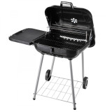 Outsunny barbecue din metal cu capac, 54x54x14cm, negru | Aosom Ro