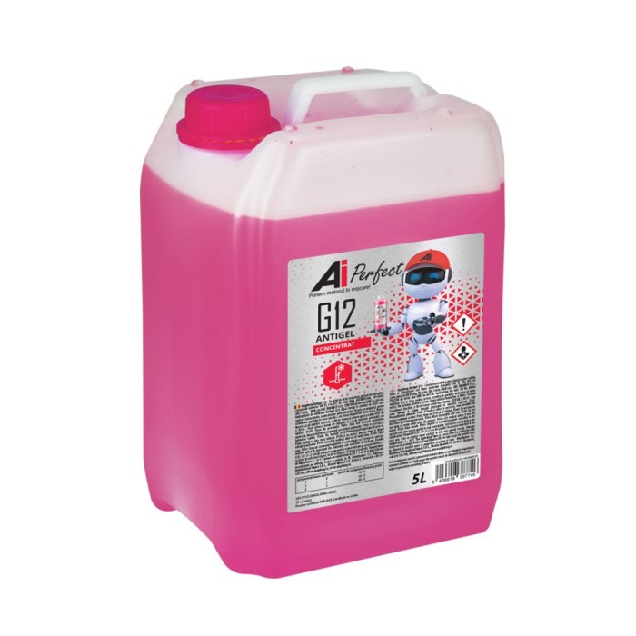 Antigel Concentrat Auto AiPerfect G12, 5 Litri, Protectie -32 C (la dilutie 1:1), Roz Rosu, Compatibil VW TL 774 D F, MAN 324 SNF