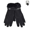 Mănuși Femei, Suede, Touchscreen, Blană Artificială, Negru, 1 Pereche