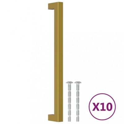 Manere de dulap, 10 buc., auriu, 224 mm, otel inoxidabil foto