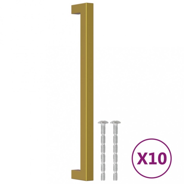 Manere de dulap, 10 buc., auriu, 224 mm, otel inoxidabil
