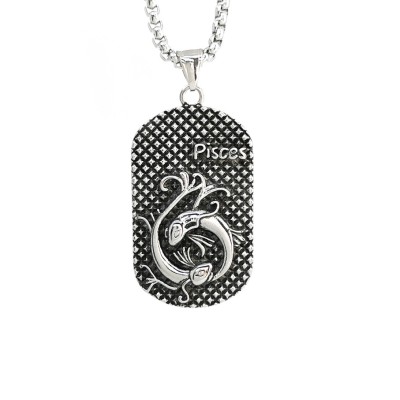 Lant inox cu Pandantiv zodia Pesti otel inoxidabil dog tag Personal Style 00A253 foto