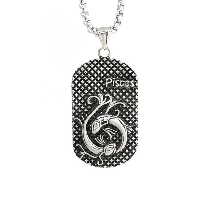 Lant inox cu Pandantiv zodia Pesti otel inoxidabil dog tag Personal Style 00A253