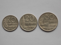 LOT 3 MONEDE DIFERITE BRAZILIA-10,20,50 CENTAVOS-1970- foto