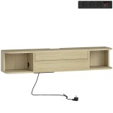 HOMCOM Mobilier TV suspendat mobilier TV pentru televizoare 127 cm sertar rafturi treceri cabluri 120x24x22,4cm efect lemn natural | Aosom Romania