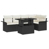Cumpara ieftin Set de canapele pentru grădină cu pernă 6 pcs Negru Rattan poli