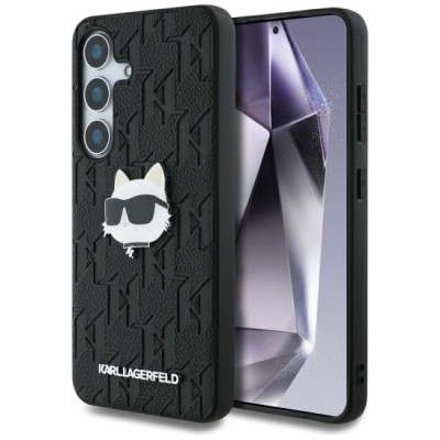 Husa Samsung Galaxy S25 Plus - Karl Lagerfeld Hardcase Monogram Leather (KLHCS25MPGKLCHPK) - Choupette Head Pin foto