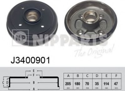 Tambur frana CHEVROLET SPARK (2005 - 2016) NIPPARTS J3400901 foto