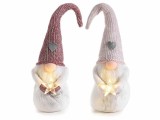 Cumpara ieftin Set 2 figurine Mos Craciun textil cu leduri 10x12x40 cm