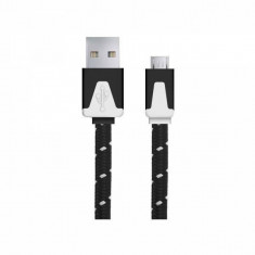 Cablu de date Esperanza EB176K Braided plat microUSB 1m negru foto