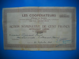 HOPCT ACTIUNE COOPERATIORI CAUDRY -ESCAUT ET SAMBRE 100 FRANCS 1941 FRANTA