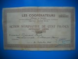 HOPCT ACTIUNE COOPERATIORI CAUDRY -ESCAUT ET SAMBRE 100 FRANCS 1941 FRANTA, Europa