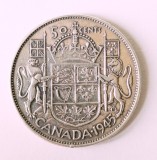 CANADA 50 CENTS CENTI 1945 ARGINT VF++XF ( CITITI DESCRIEREA )